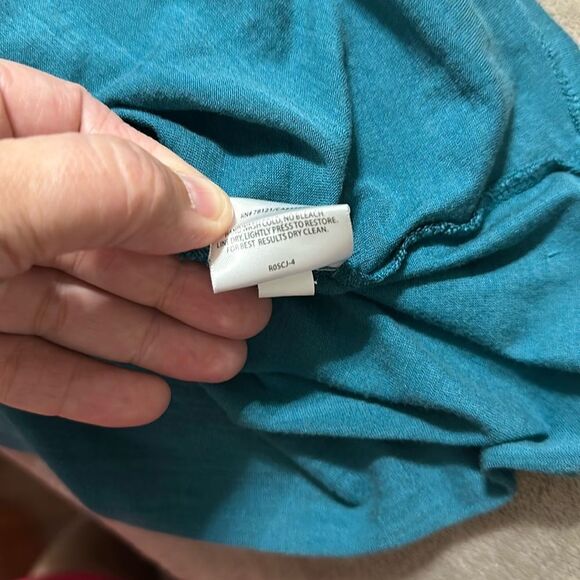 Eileen Fisher M Turquoise Green Pleated Front Scoop Silk Cotton Blend Tank Top - Picture 8 of 11